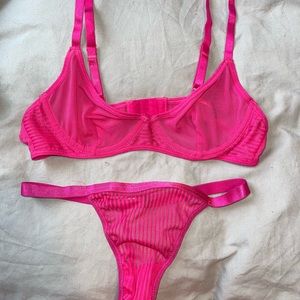 Pink lingerie bralette panty set
